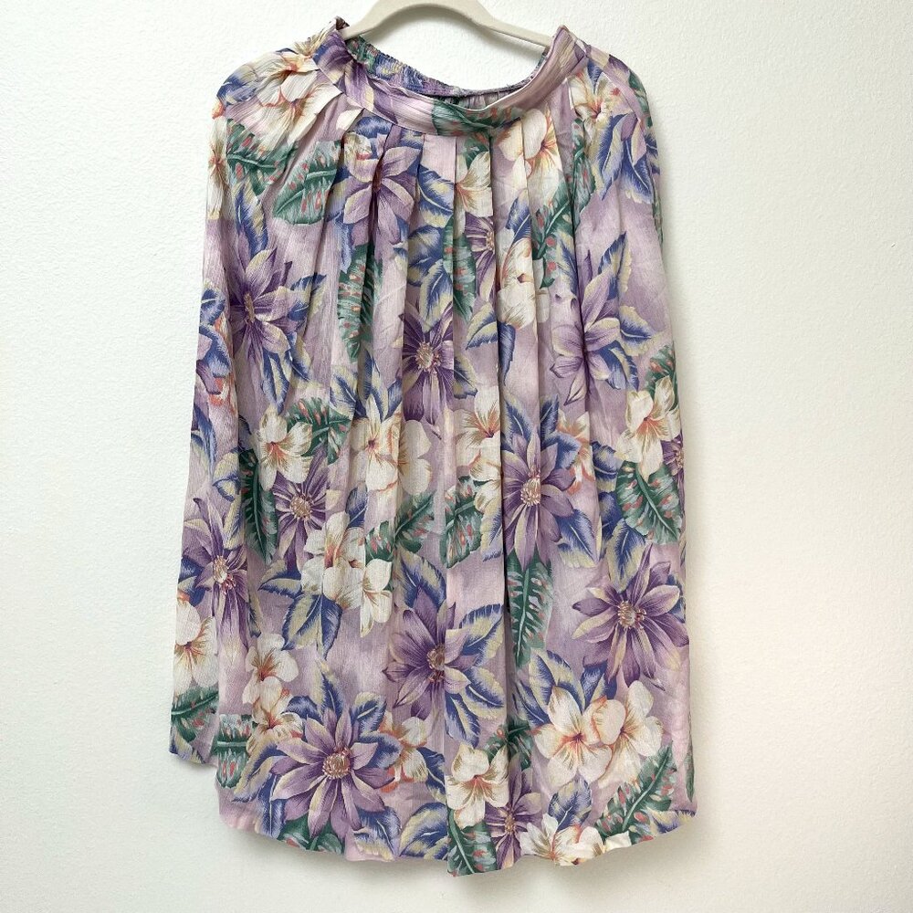 VINTAGE Jaclyn Smith Purple Pleated Floral Midi Skirt RARE FIND 90s Women's Sz6